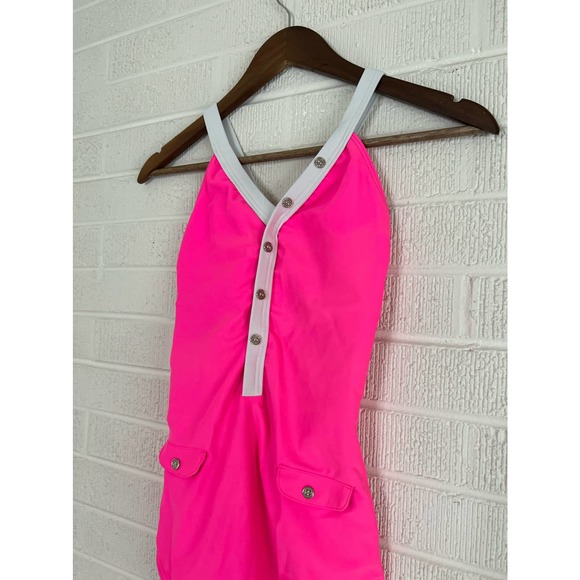 Vibrant Pink One-Piece Swimsuit with High-Cut Legs - Picture 6 of 10